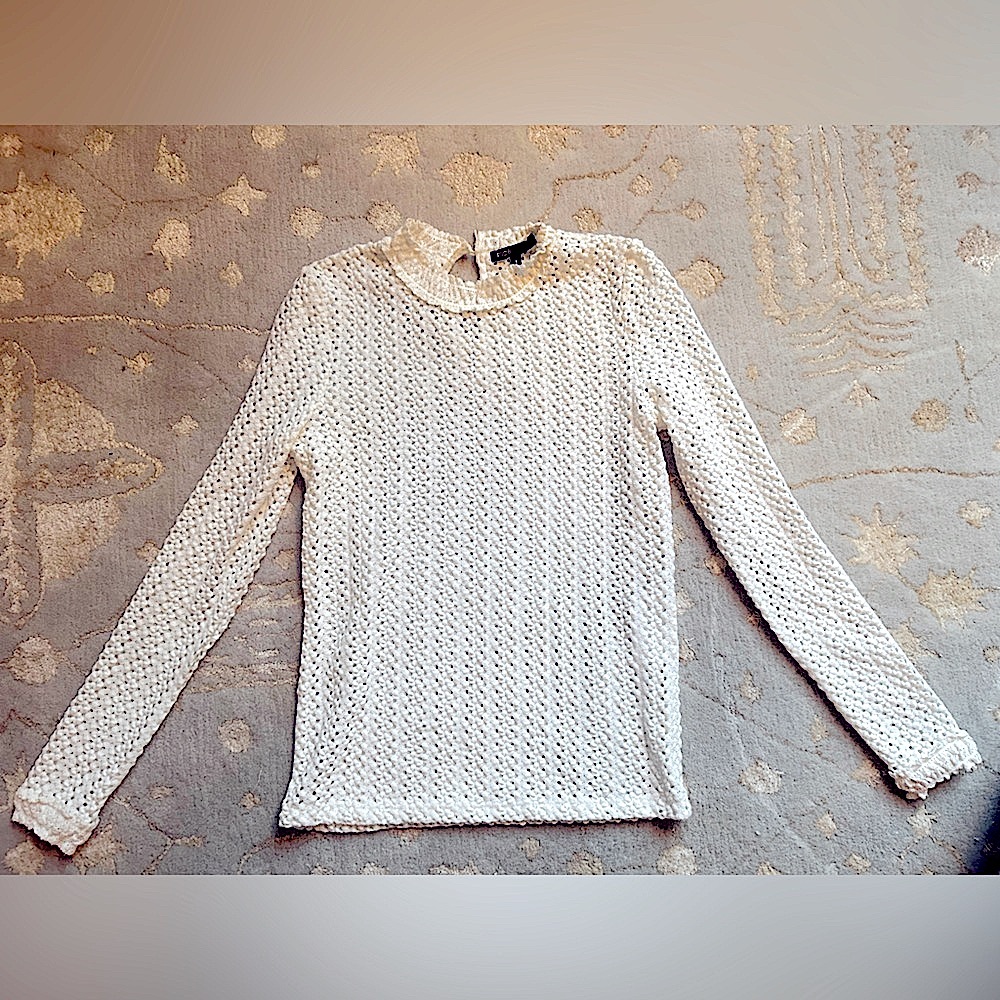 Maje - White Eyelet Knit Long-Sleeve Top - Size 1